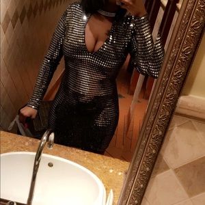 Silver Sequins Mini Dress